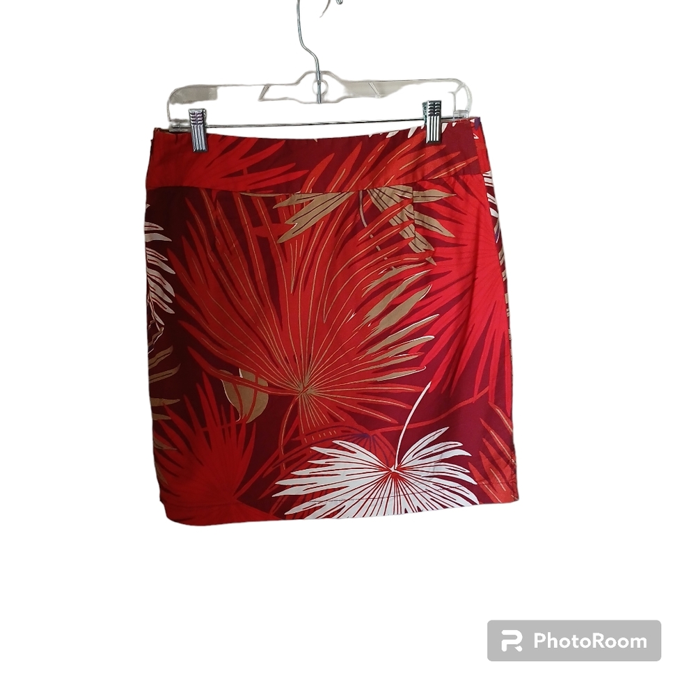 3GAP Women's Vintage Red Tropical Print Skirt  Size 8